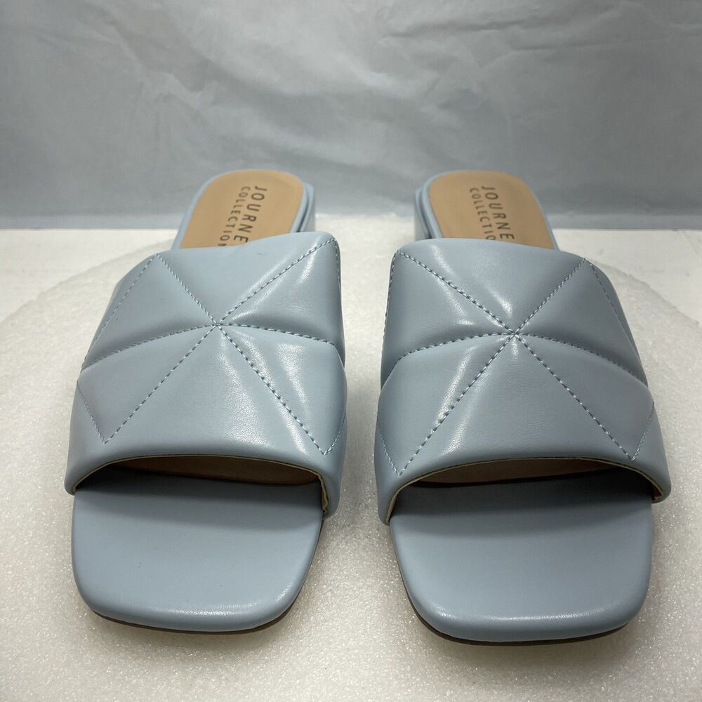 Journee Collection  Elidia Quilted Sandals, Blue, Women Size 9.5 Item#273